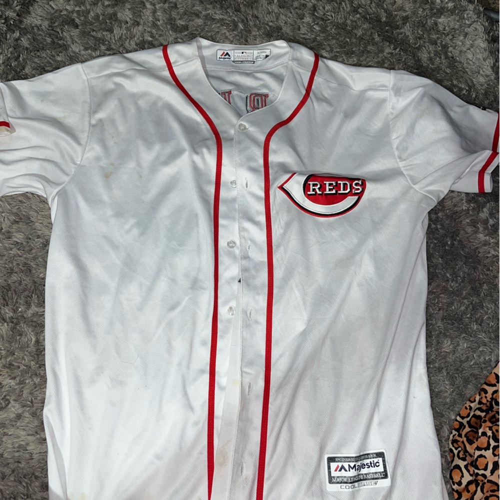 Majestic White and Red Men's Jersey